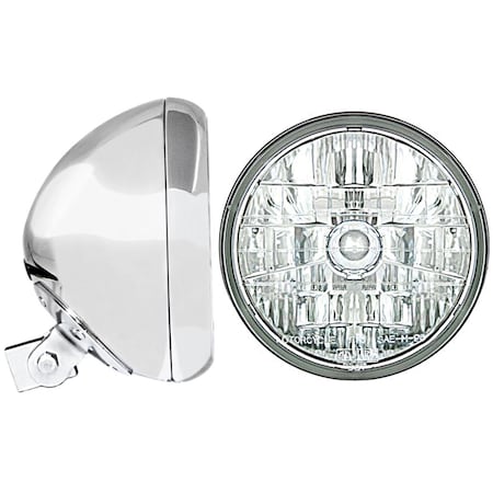 In Pro Car Wear 7 in. Universal Headlight Bucket, Chrome with T70200 DC 3K Headlamp HB77010-2